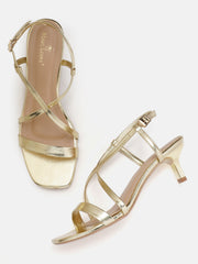 Marc Loire Women Gold Solid Sandals Heels
