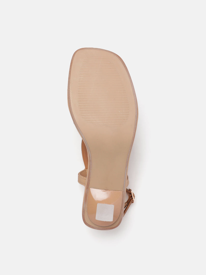 Marc Loire Women Beige Embellished Sandals Heels