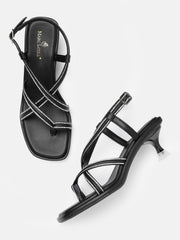 Marc Loire Women Black Embellished Sandals Heels