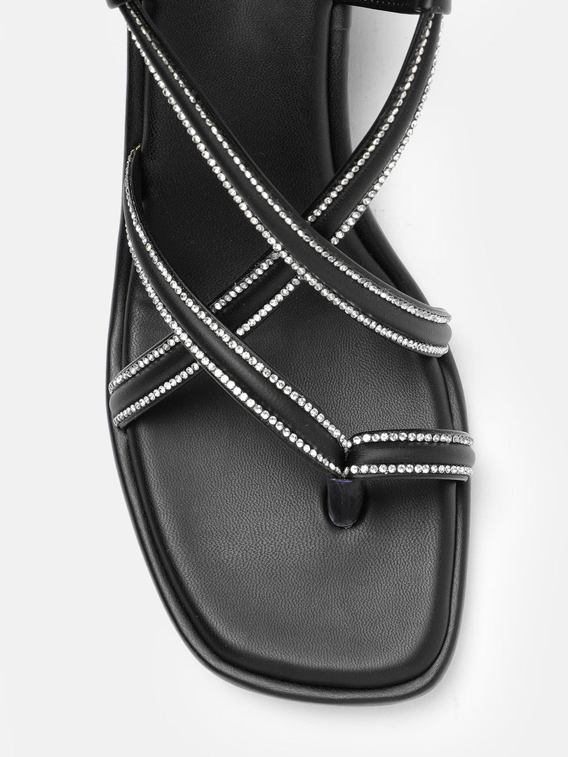 Marc Loire Women Black Embellished Sandals Heels