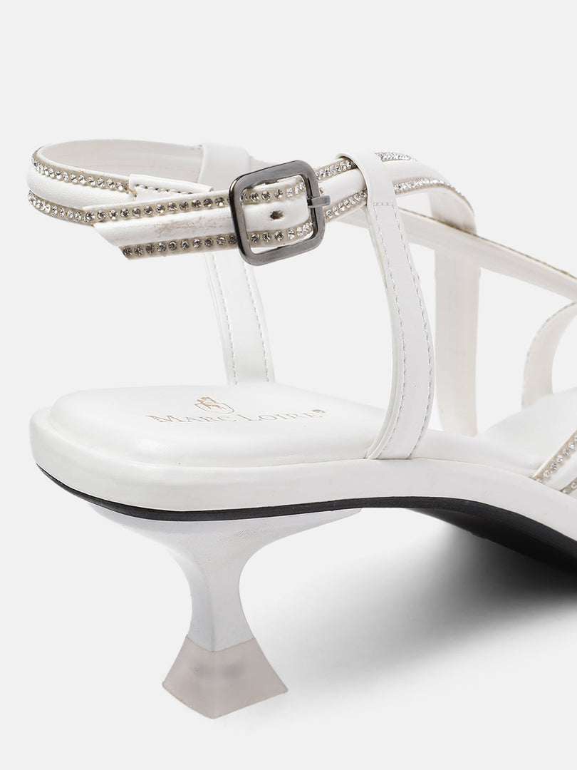 Marc Loire Women White Embellished Sandals Heels