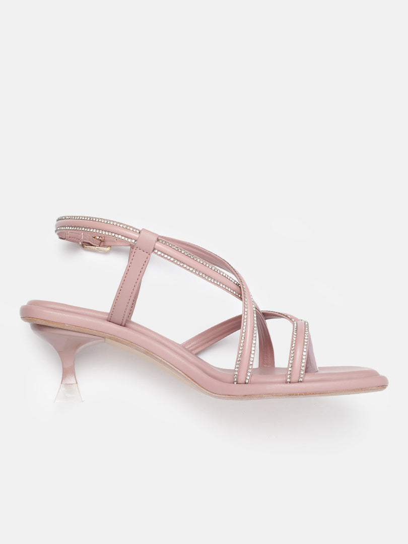 Marc Loire Women Nude Embellished Sandals Heels