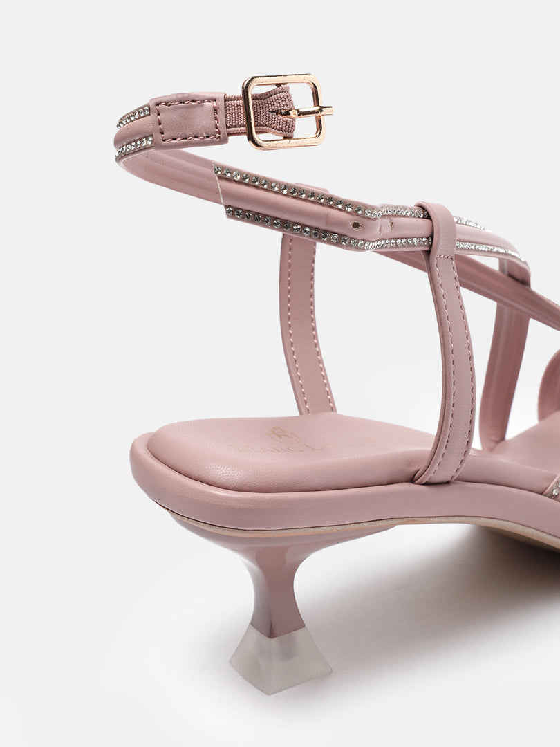 Marc Loire Women Nude Embellished Sandals Heels