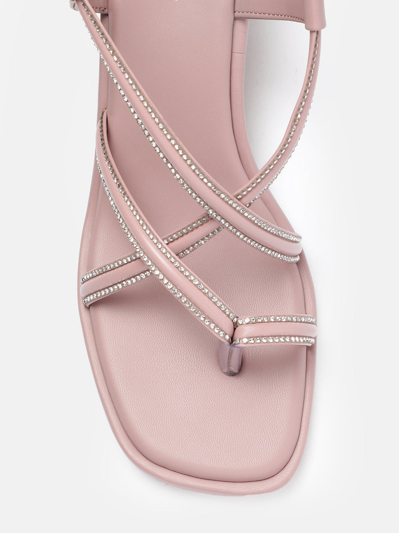 Marc Loire Women Nude Embellished Sandals Heels