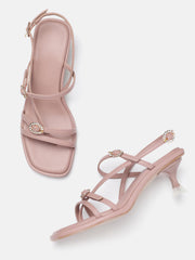 Marc Loire Women Nude Embellished Sandals Heels