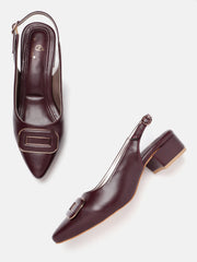 Marc Loire Women Maroon Solid Block Heels