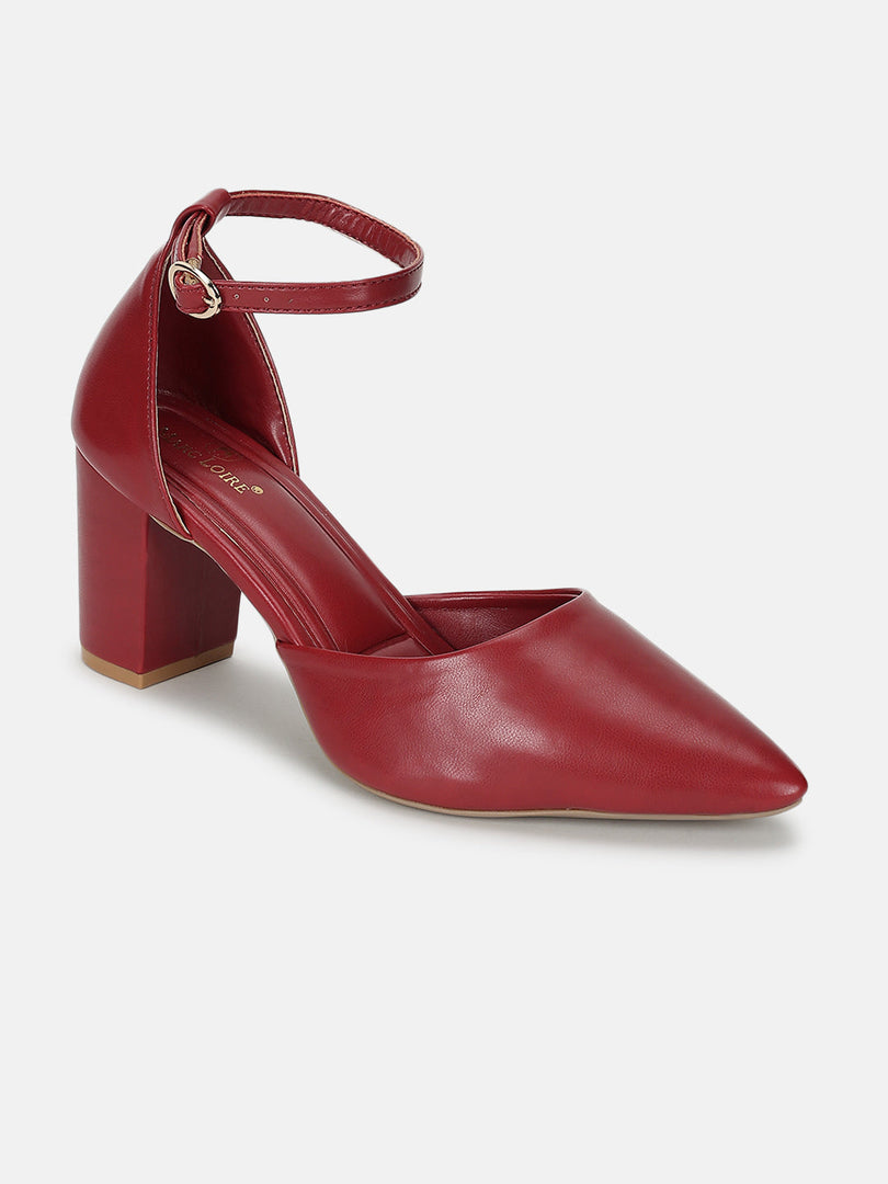 Marc Loire Women Maroon Solid Block Heels