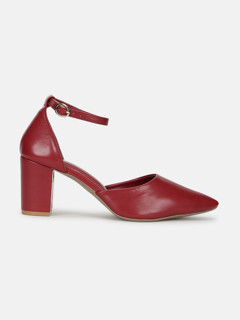 Marc Loire Women Maroon Solid Block Heels