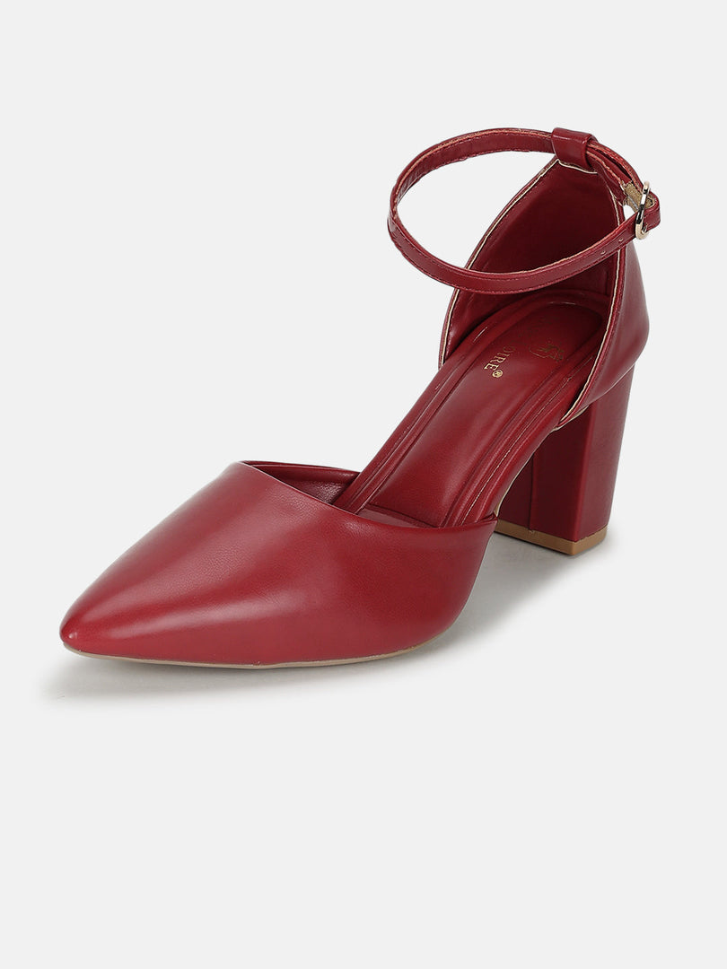 Marc Loire Women Maroon Solid Block Heels