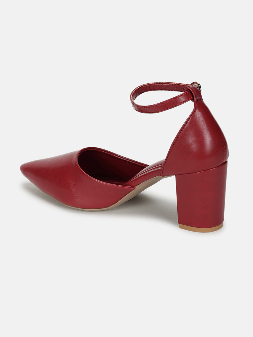 Marc Loire Women Maroon Solid Block Heels