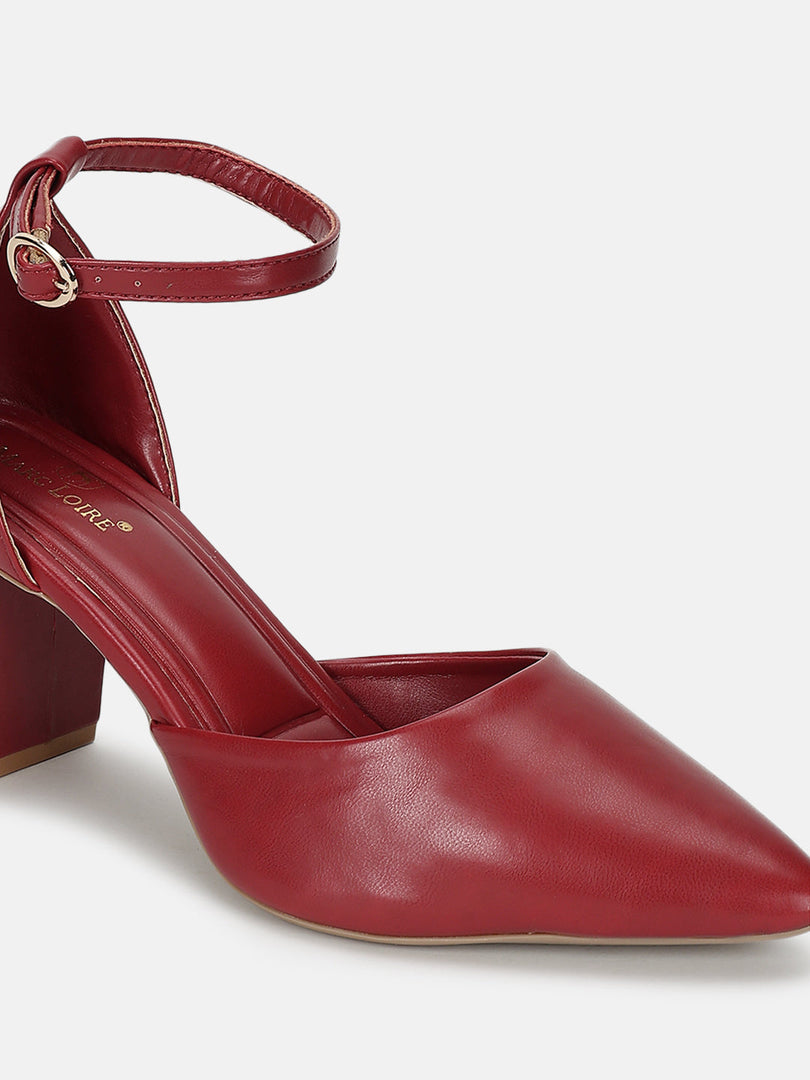 Marc Loire Women Maroon Solid Block Heels