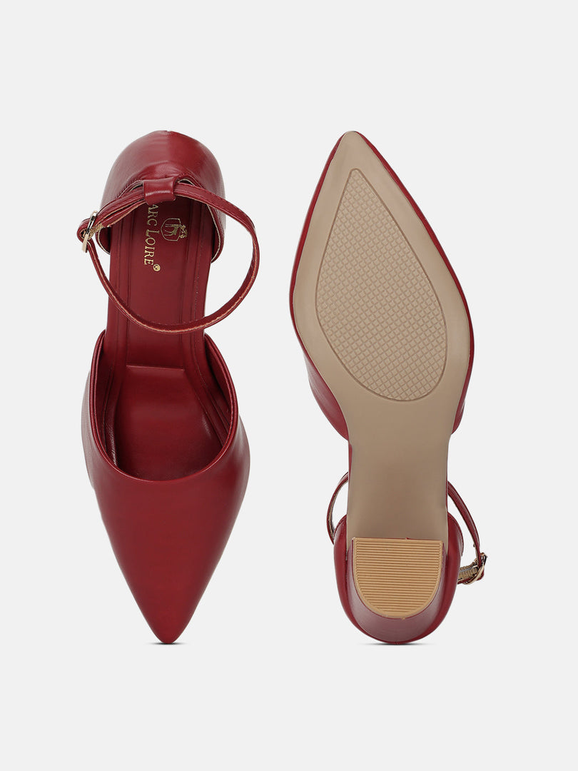Marc Loire Women Maroon Solid Block Heels
