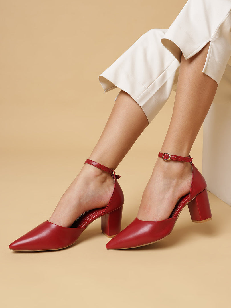 Marc Loire Women Maroon Solid Block Heels