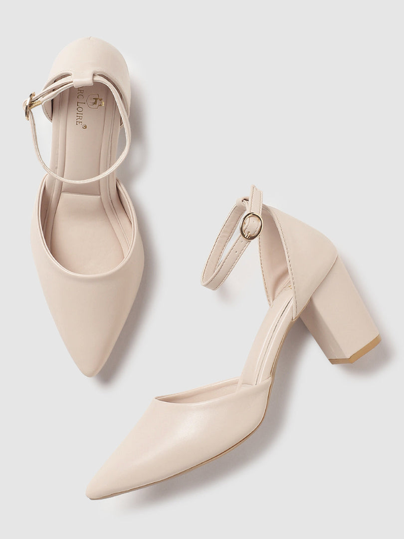 Marc Loire Women Cream Solid Block Heels