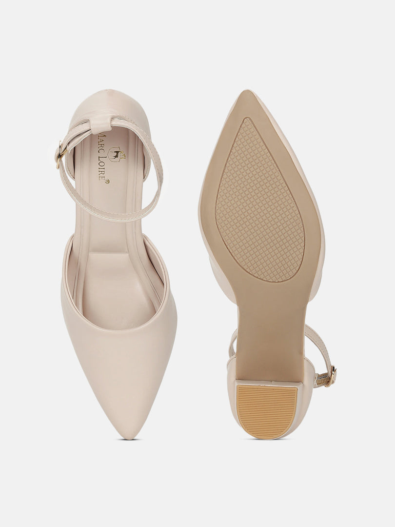 Marc Loire Women Cream Solid Block Heels