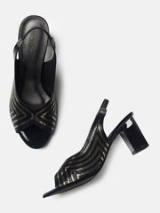 Marc Loire Womens Black Casual Block Sandals Heels