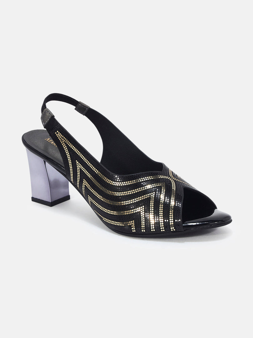 Marc Loire Womens Black Casual Block Sandals Heels