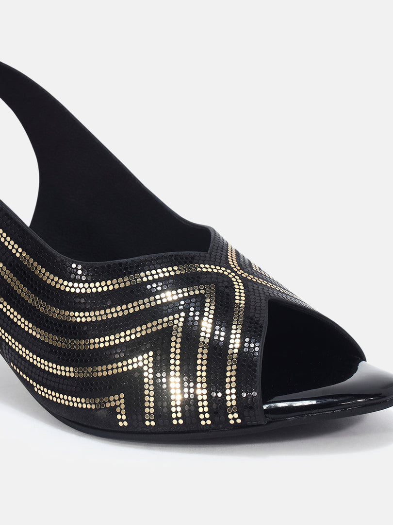 Marc Loire Womens Black Casual Block Sandals Heels