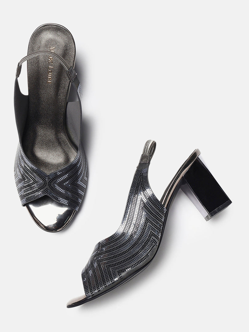 Marc Loire Womens Grey Casual Block Sandals Heels