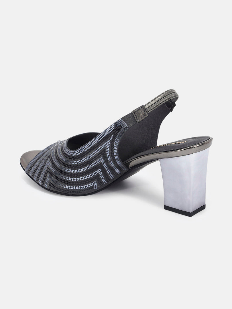 Marc Loire Womens Grey Casual Block Sandals Heels