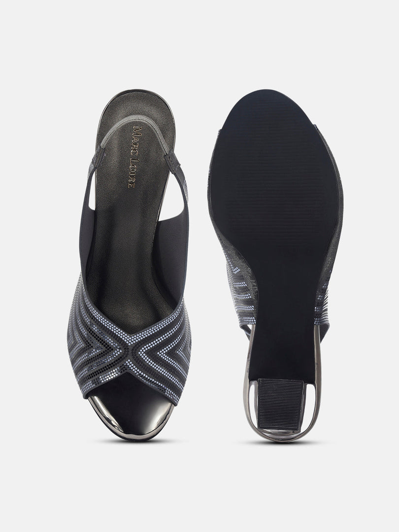 Marc Loire Womens Grey Casual Block Sandals Heels