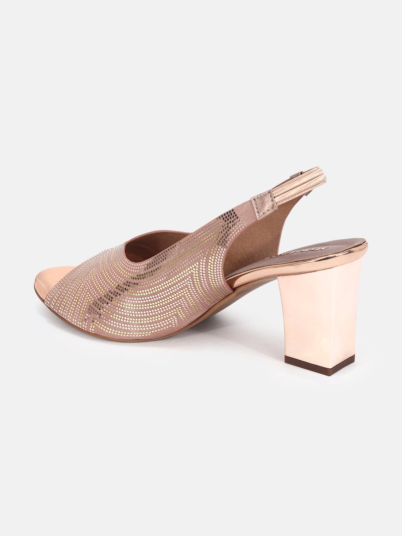 Marc Loire Womens Rose Gold Casual Block Sandals Heels