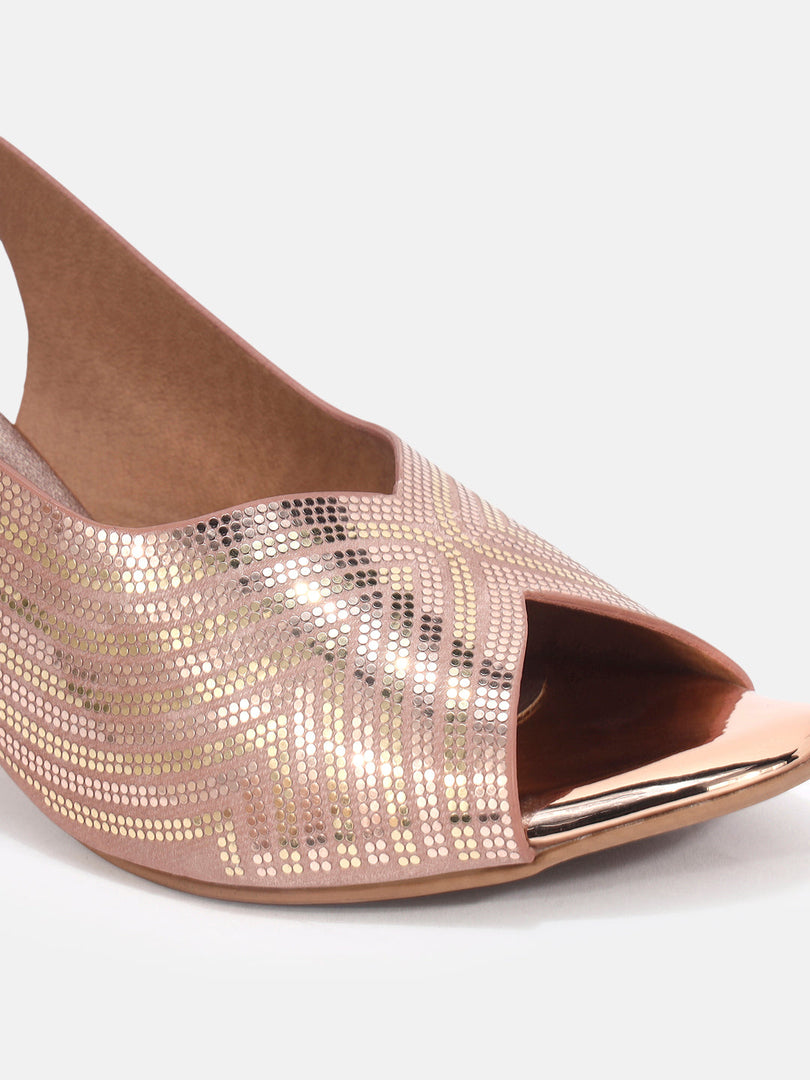 Marc Loire Womens Rose Gold Casual Block Sandals Heels