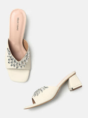 Marc Loire Womens Cream Party Block Sandals Heels