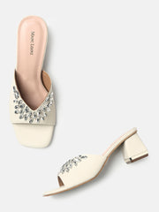 Marc Loire Womens Cream Party Block Sandals Heels