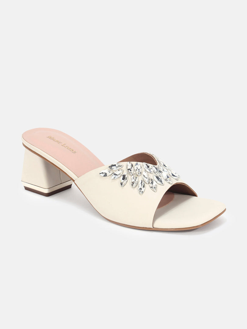 Marc Loire Womens Cream Party Block Sandals Heels