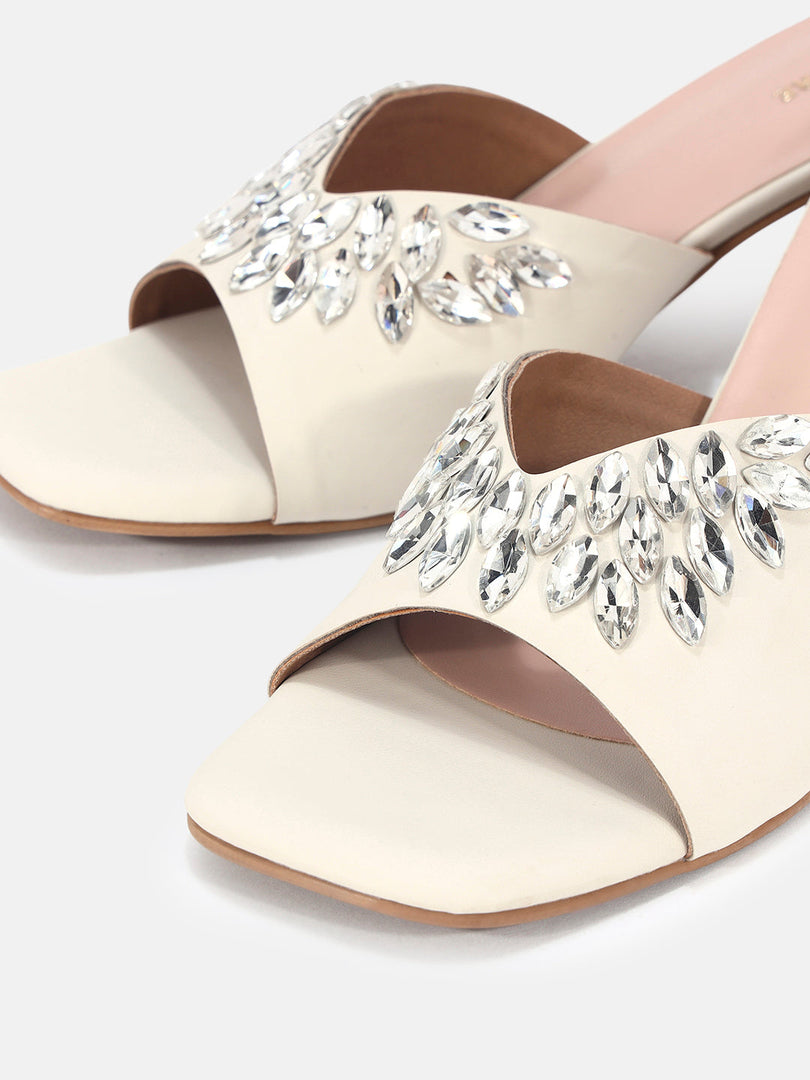 Marc Loire Womens Cream Party Block Sandals Heels