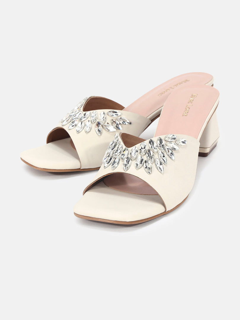 Marc Loire Womens Cream Party Block Sandals Heels