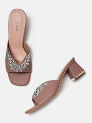 Marc Loire Womens Taupe Party Block Sandals Heels