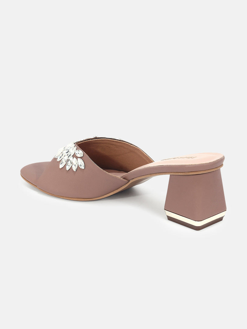 Marc Loire Womens Taupe Party Block Sandals Heels