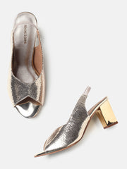 Marc Loire Womens Gold Party Block Sandals Heels