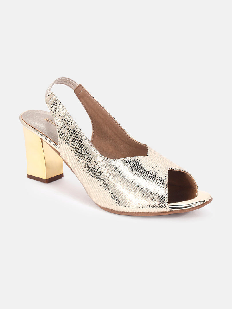 Marc Loire Womens Gold Party Block Sandals Heels