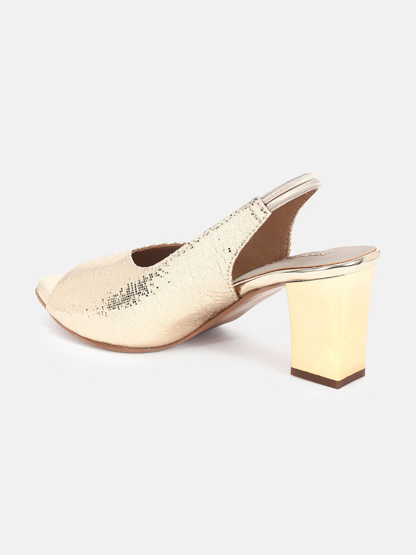 Marc Loire Womens Gold Party Block Sandals Heels