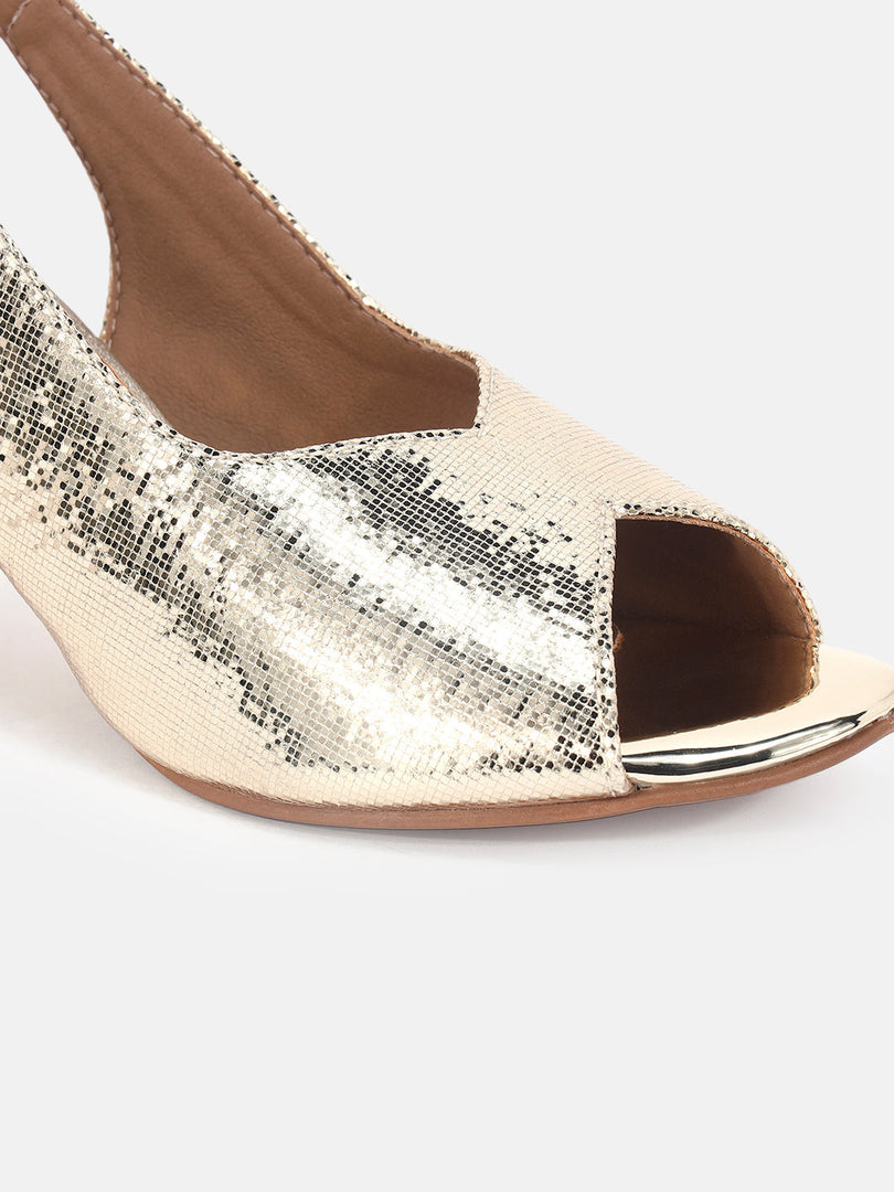 Marc Loire Womens Gold Party Block Sandals Heels