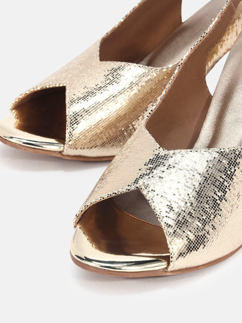 Marc Loire Womens Gold Party Block Sandals Heels