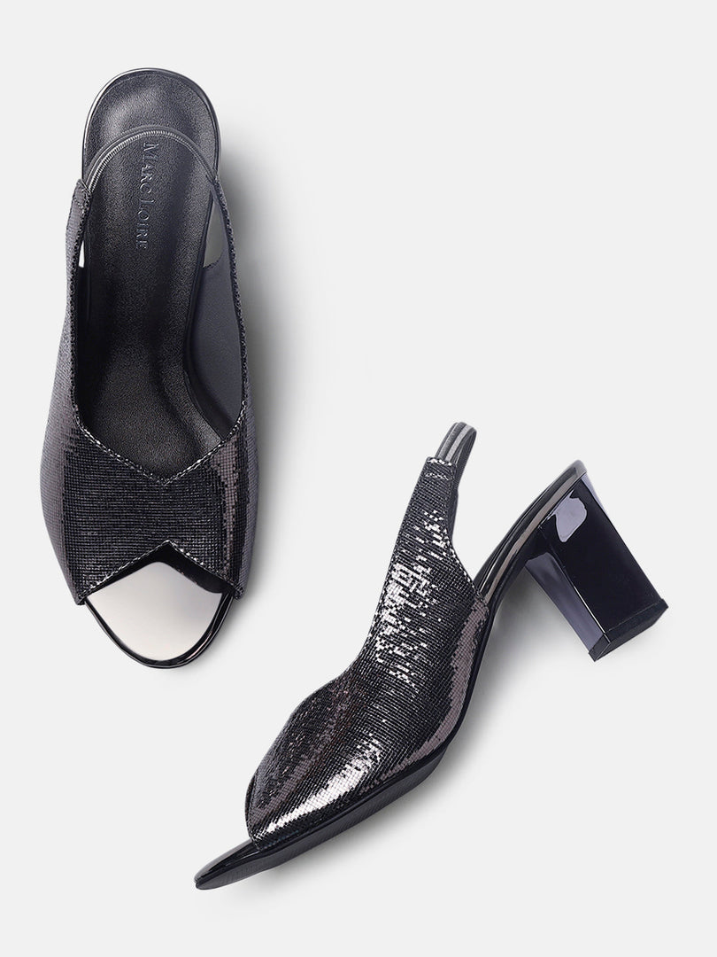 Marc Loire Womens Grey Party Block Sandals Heels