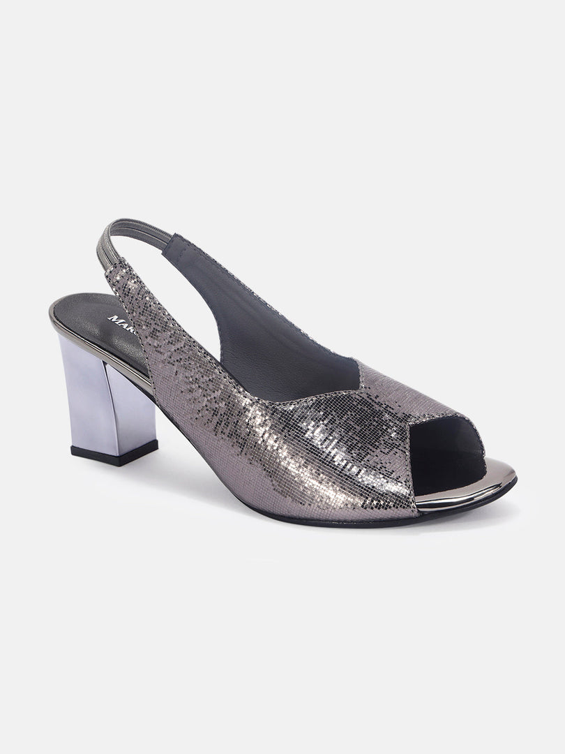 Marc Loire Womens Grey Party Block Sandals Heels