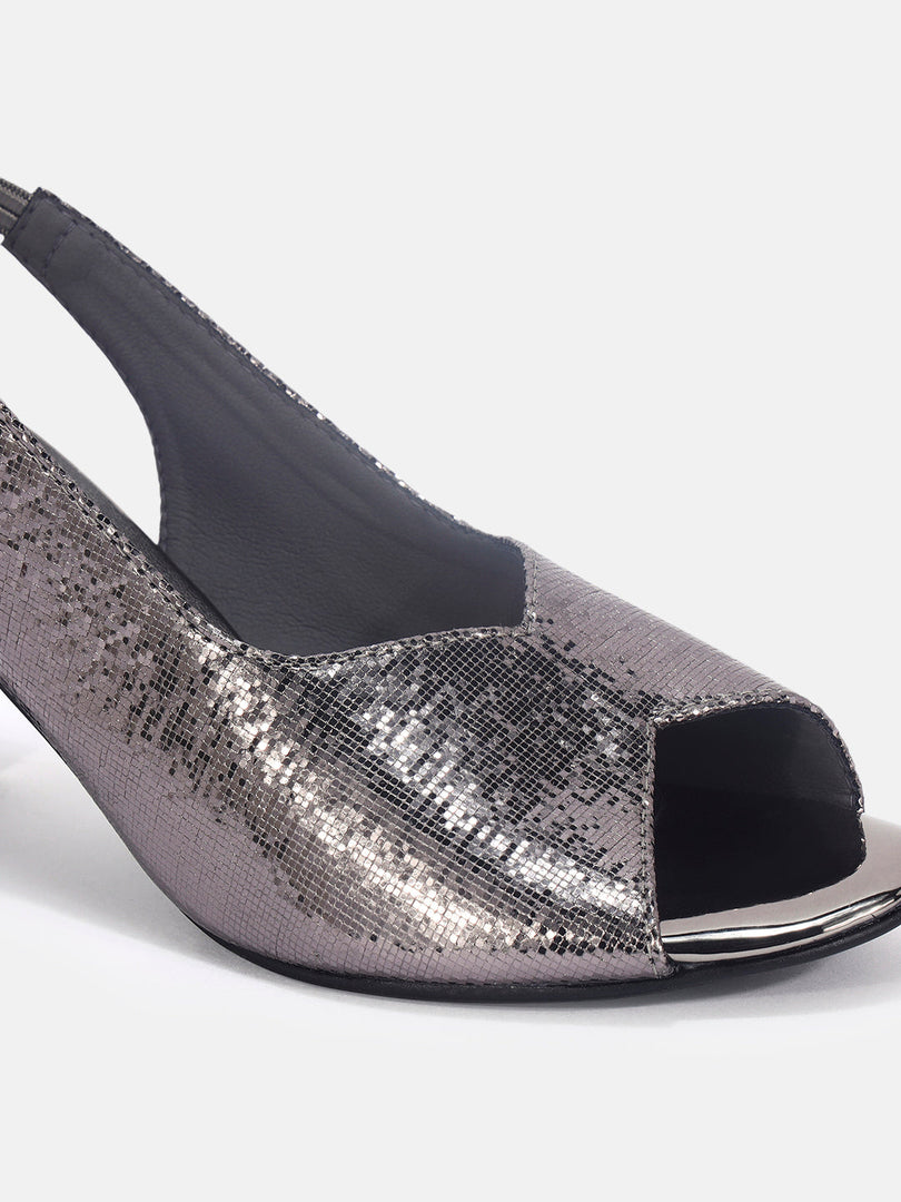 Marc Loire Womens Grey Party Block Sandals Heels