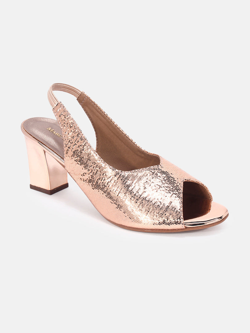 Marc Loire Womens Rose Gold Party Block Sandals Heels