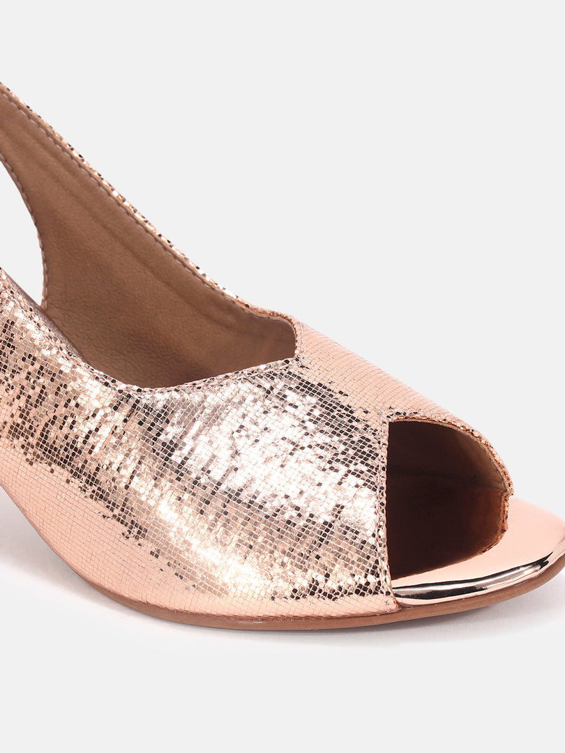 Marc Loire Womens Rose Gold Party Block Sandals Heels