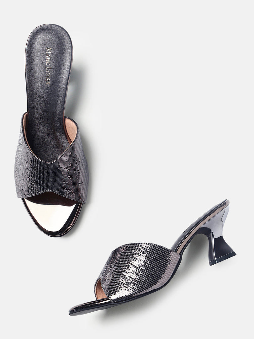 Marc Loire Womens Grey Party Block Sandals Heels