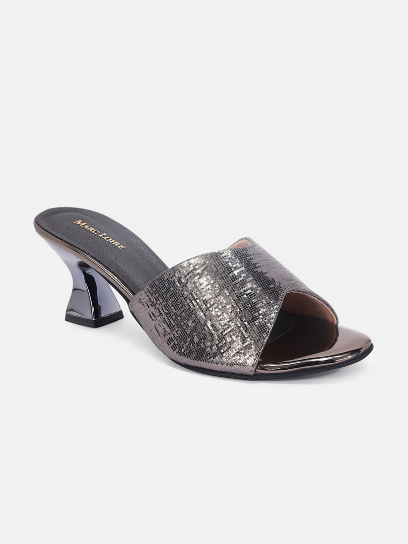 Marc Loire Womens Grey Party Block Sandals Heels