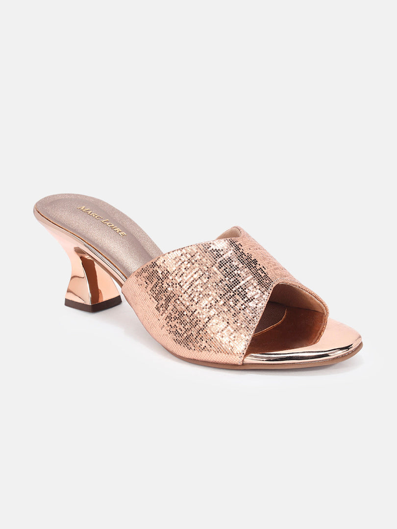 Marc Loire Womens Rose Gold Party Block Sandals Heels