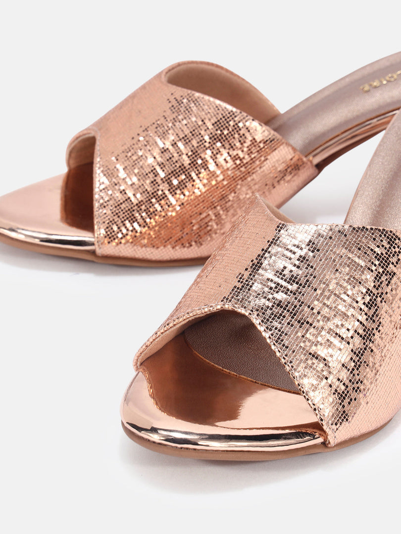 Marc Loire Womens Rose Gold Party Block Sandals Heels