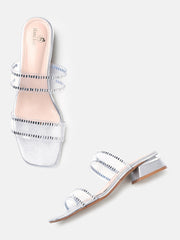 Marc Loire Womens Silver Casual Block Sandals Heels