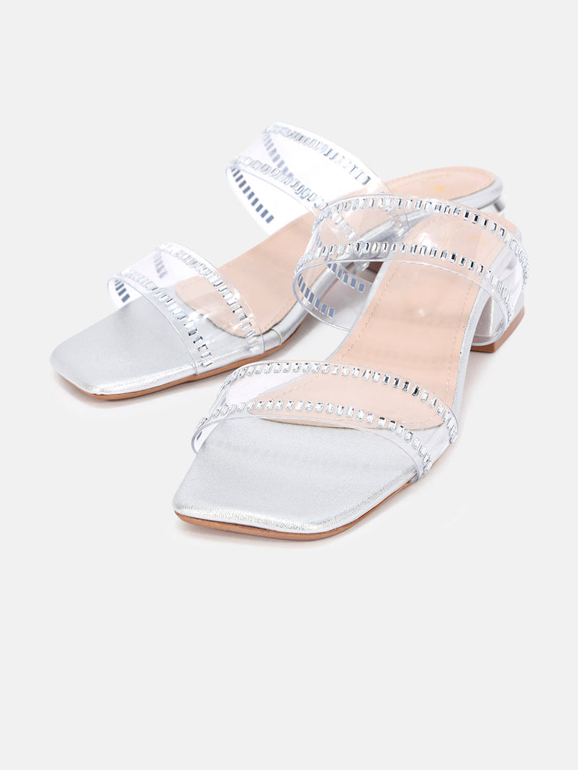 Marc Loire Womens Silver Casual Block Sandals Heels